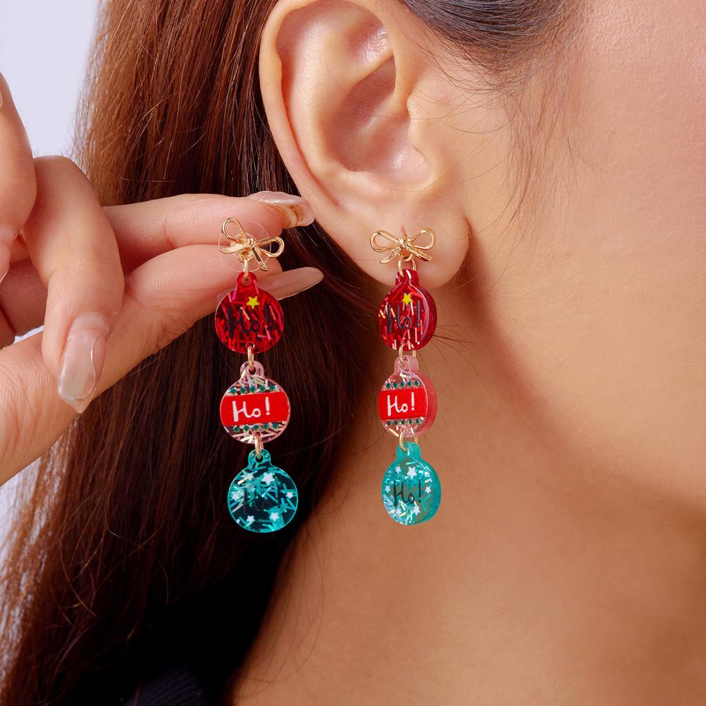 Christmas Santa Acrylic Earrings With Animal And Festive Snowman Designs For Holiday Style BowLetterLights