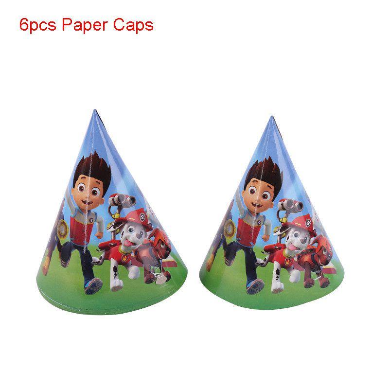 

Щенячий патруль Детская тематическая вечеринка по случаю дня рождения Принадлежности Украшение Одноразовая посуда 6pcs-Paper Caps