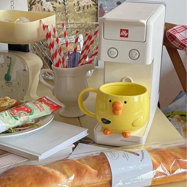 Original Design Cute Yellow Chicken Ceramic Mugs Creative Coffee Cups for Girls High Aesthetic Value Gift Ideas Drinkware