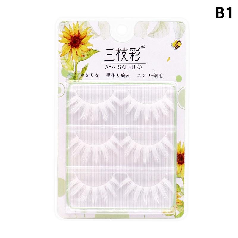 3Pairs Cross Strip White Eyelashes for Cosplay Makeup Natural Looking Long Lashes