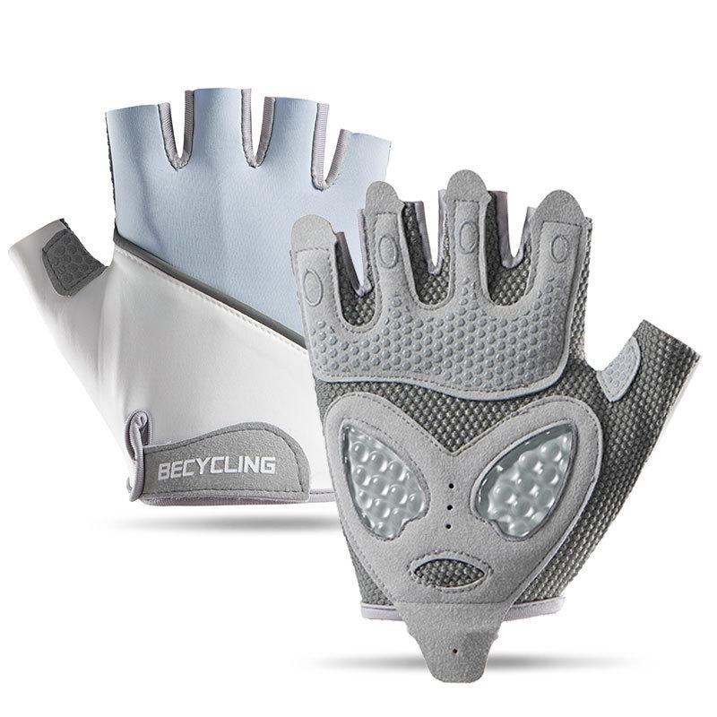 Fitness Gloves for Men and Women Outdoor Non  Slip Wear Resistant Cycling Breathable Ice Silk Love Liquid Silicone Sports Half Finger Gloves