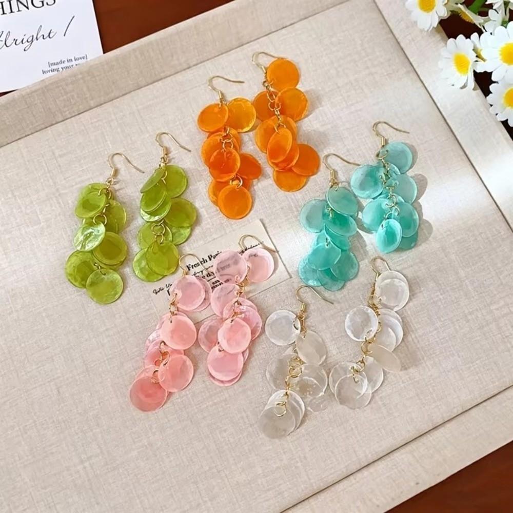 Hooks Shell Tassel Earrings Vacation Style Tassel Drop Earrings Shell Dangle Earrings Beach