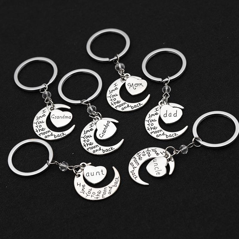 1pcs Grandpa/Son I Love you to the moon and back Key Ring Keyring Xmas Gift Silver