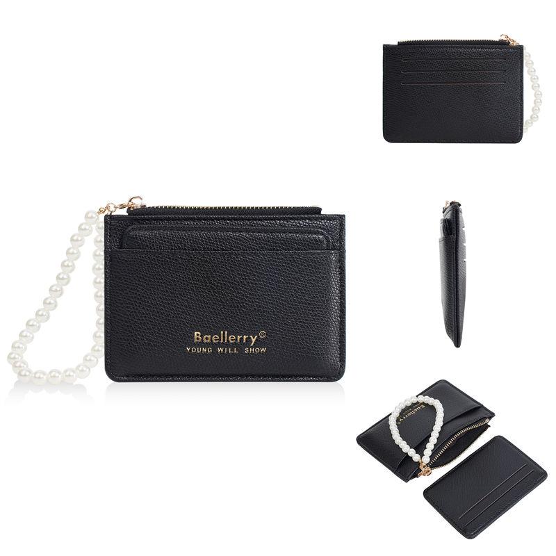 Baellerry Mini Purse Women Men Fashion Thin Wallets Pearls Zipper Coin Purse Card Holder Money Bags GZW