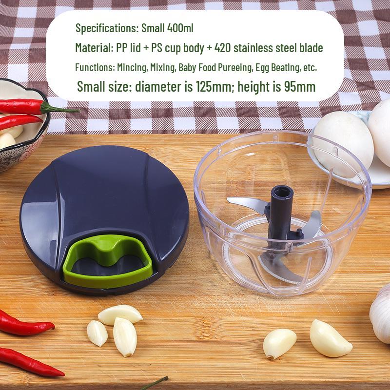 

Hand-Pull Garlic Masher: Small Kinetic Food Processor for Baby Food, Minced Onion, Ginger, Garlic, and Meat