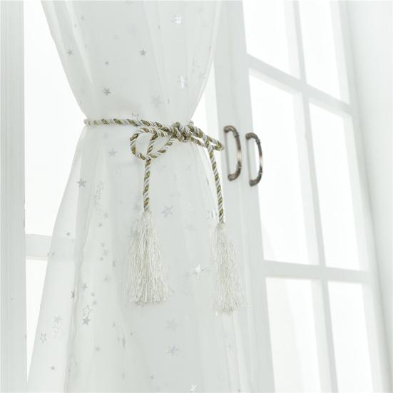 Moderní zářivá hvězda průhledný tylový voál záclona do obývacího pokoje s okenním závěsem