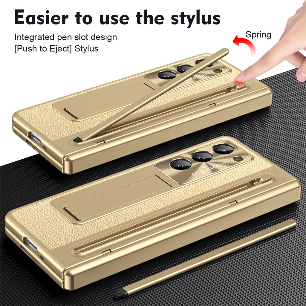 Slot na pero s pouzdrem s fólií ze skla pro Samsung Galaxy Z Fold 7 6 5 4 Ochrana pantu proti pádu Kožené Fold6 Fold7 Ochrana s krytem pro S Pen