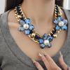 Fashion Exaggerated Personality Color Flower Necklace Light Luxury High Sense Necklace Retro Heavy Industry Pearl Collarbone Chain