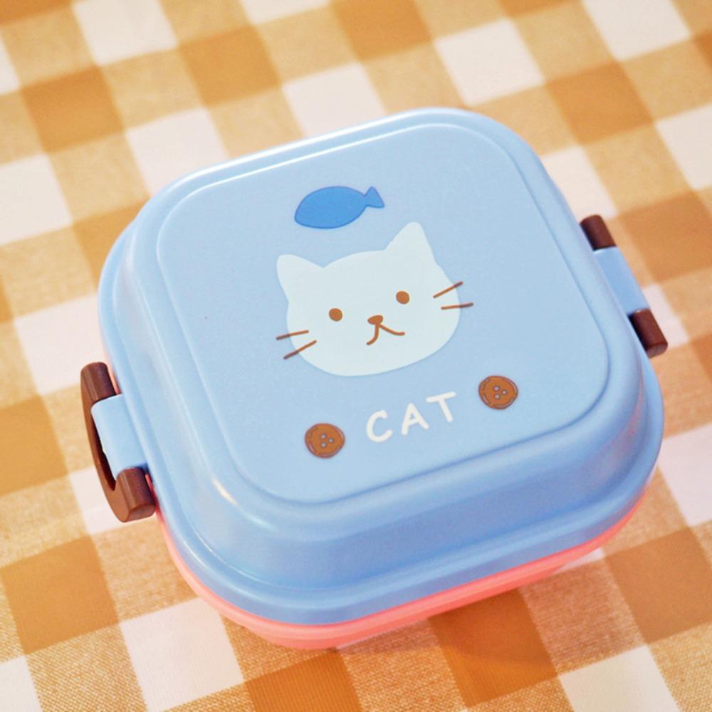 Portable Square Animal Snack Fruit Plastic Lunch Box Food Storage Box Fresh Keeping Box Tableware
