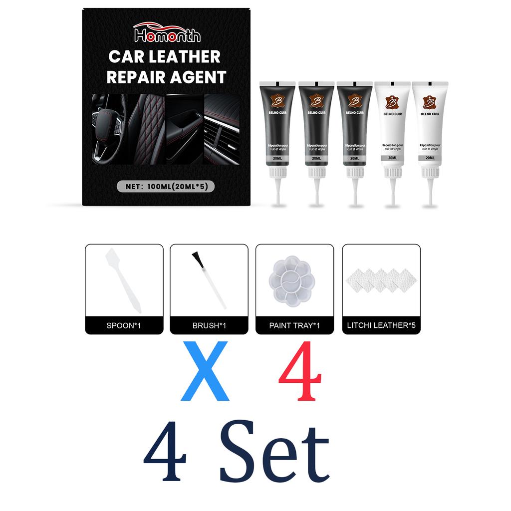 DIY Leder Reparaturset für Autos 3 schwarz und 2 weiß 5 in 1 Set Kratzer Abdeckung Farbauffrischer Glanzverstärkung Innenraumpflege