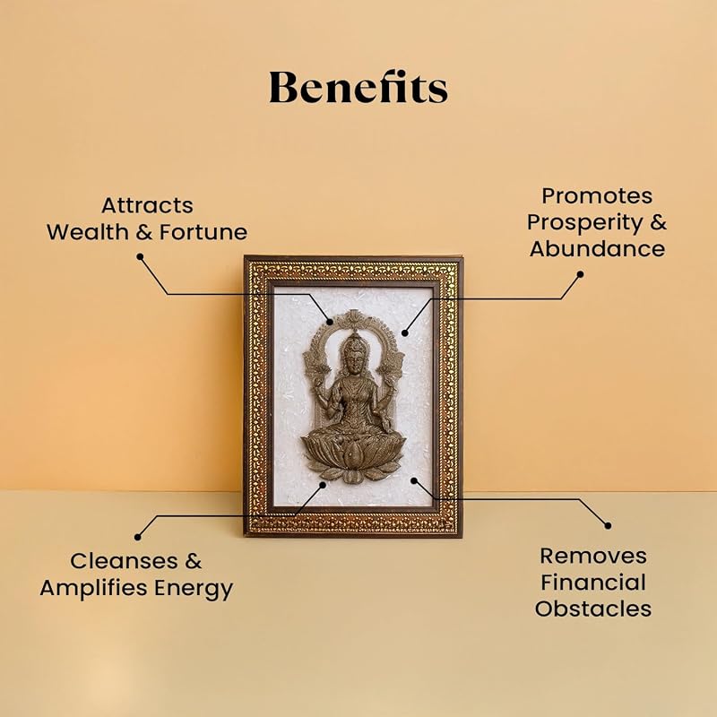 Astrotalk Pyrite Lakshmi Ji on Selenite Frame | Pyrite Stone Brings Money & Abundance | Maa Lakshmi Pooja Decorative Ite