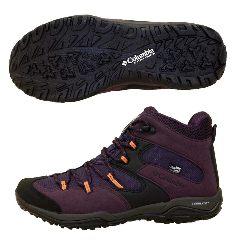 Columbia Waterproof Sabre 5 Mid Outdry Wide Hiking Shoes, Dark Plum, YK2365, Women's, Purple, Size 24.5