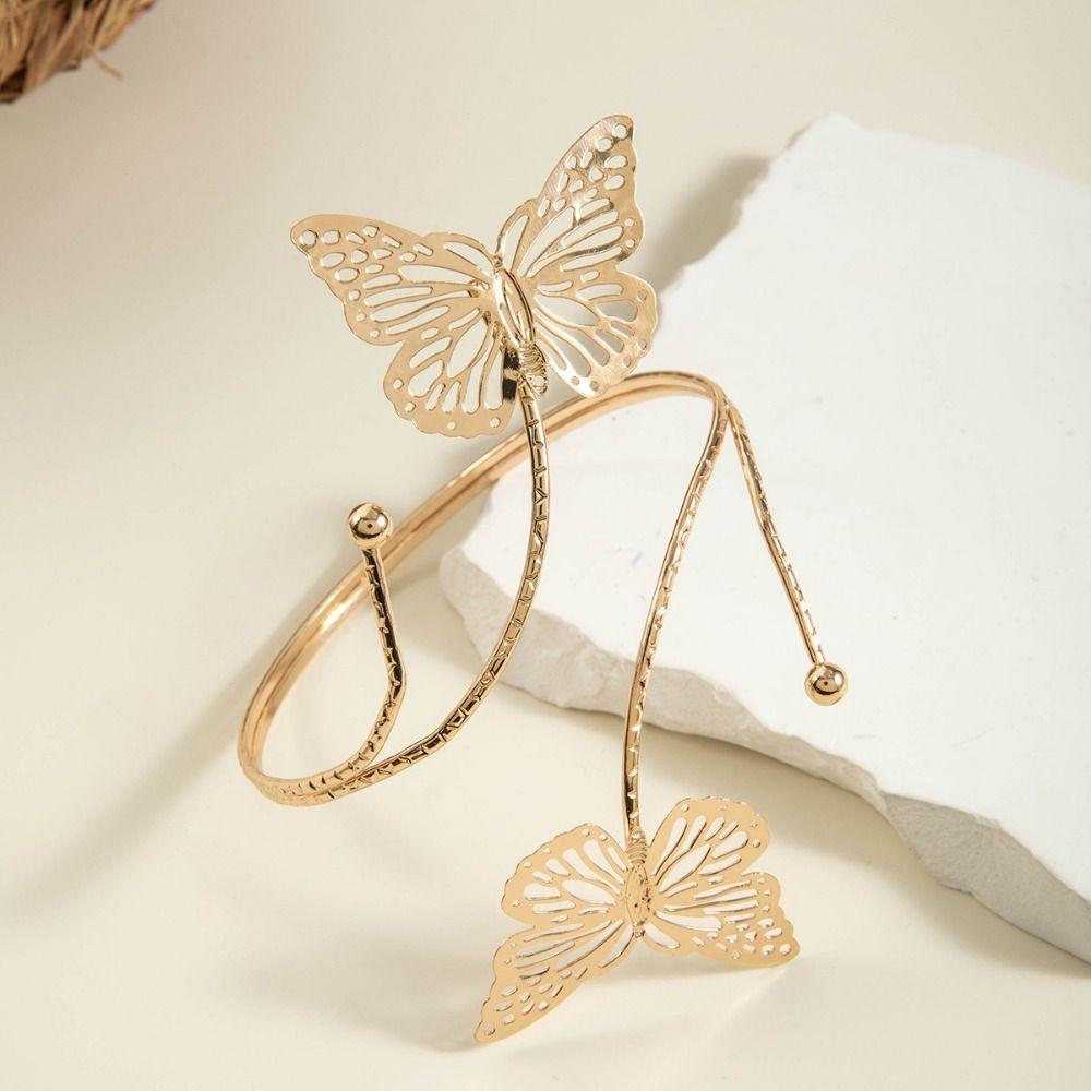 Spiral Metal Starfish Open Cuff Bangles Water Drop Shape Fashion Butterfly Arm Chain  Banquet