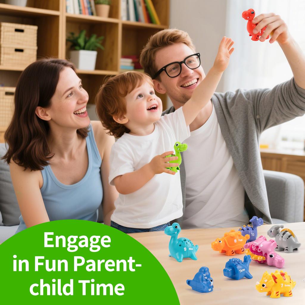 Dinosaur Matching Game Toy Number&Letter Matching Color Sorting Fine Motor Skill Sensory Montessori Toy Toddlers for Kids Gifts