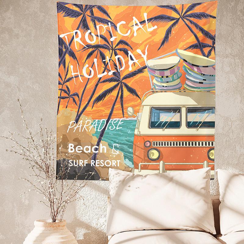 

Летний пляжный гобелен с принтом для серфинга и декоративной фоновой тканью 95*73cm