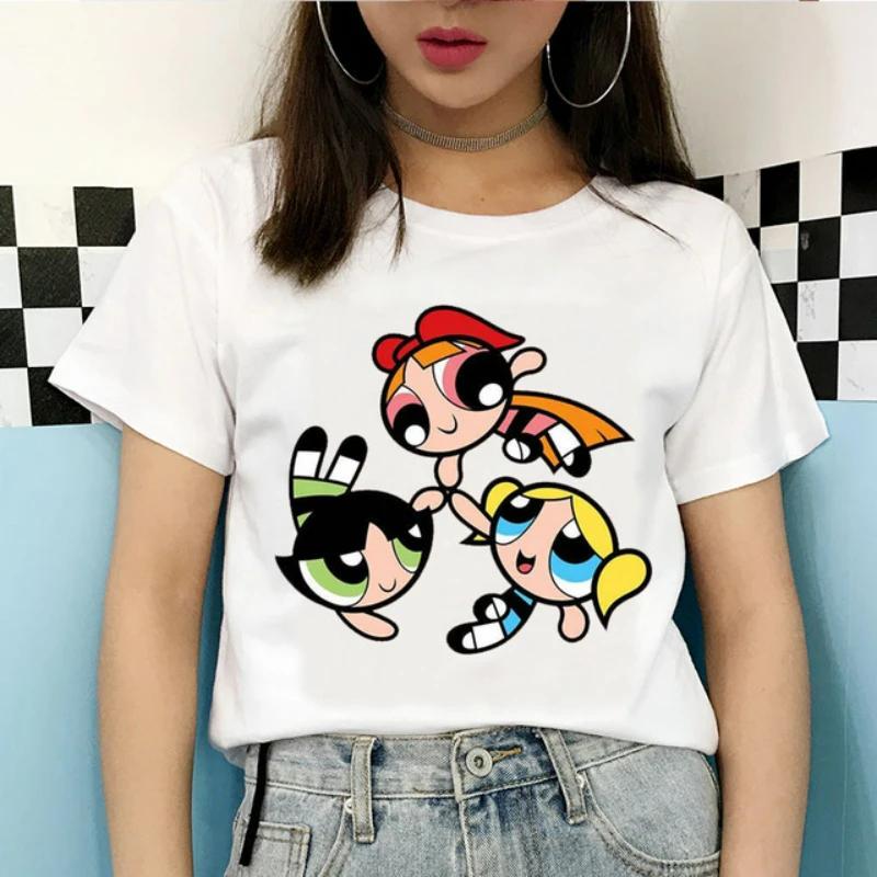 Kawaii The Powerpuff Girls Cartoon Graphic T Shirts Shirt Gift Tshirt Men Women Unisex Tee Short Sleeve Clothes Summer Y2k Tops