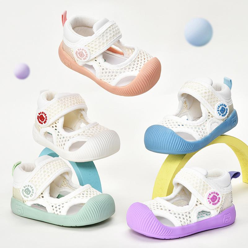 Summer Breathable Mesh Walking Sandals Soft Anti-Slip Sneakers for 0-2 Years Old Baby Boys Girls