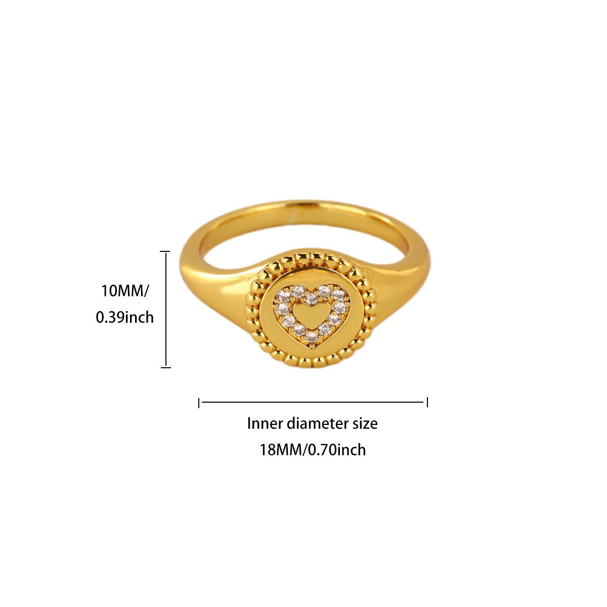 

Elegant Heart Cubic Zirconia Round Stainless Steel Ring for Women Size 7&8 18K Gold-plated Ring Wedding Jewelry Anniversary Gift