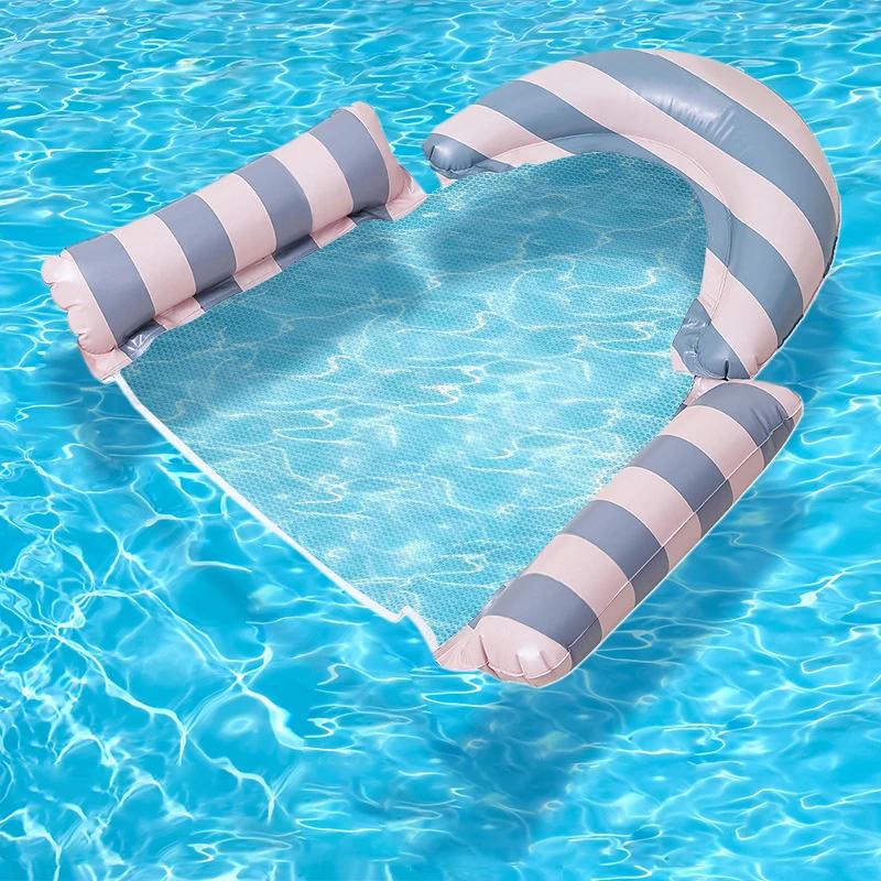 Summer Adult Inflatable Floating Water Hammock Lounger Portable Foldable Recliner Float Chair Lightweight Accessory For Swimming