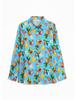 2026 Stylish Blue Floral Print Women's Loose Fit Shirt