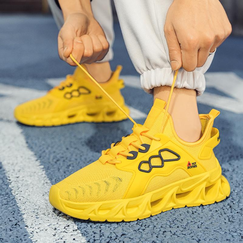Men’s Black Yellow Sports Shoes Casual Running Shoes Students Lightweight Platform Elevator Sneakers Shoes Over Sized 46 47