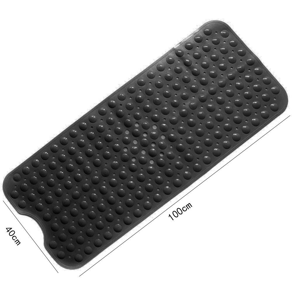 Tapis De Bain Antidérapant Silicone 100x40cm Noir - Avec Ventouses Et Trous De Vidange