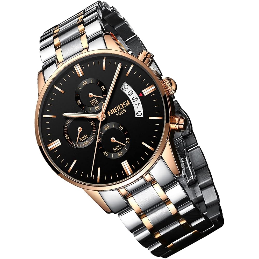 Men s Big Face Chronograph Analog Watch Stainless Steel Casual Business Date Display