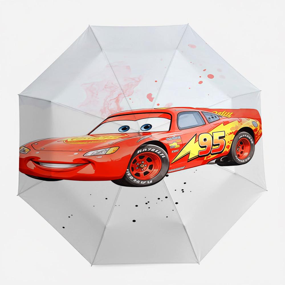 

Disney Cars Lightning McQueen 95 Art Print Automatic Folding Umbrella, Portable Waterproof Windproof Travel Umbrella for Kids an Iron&8K