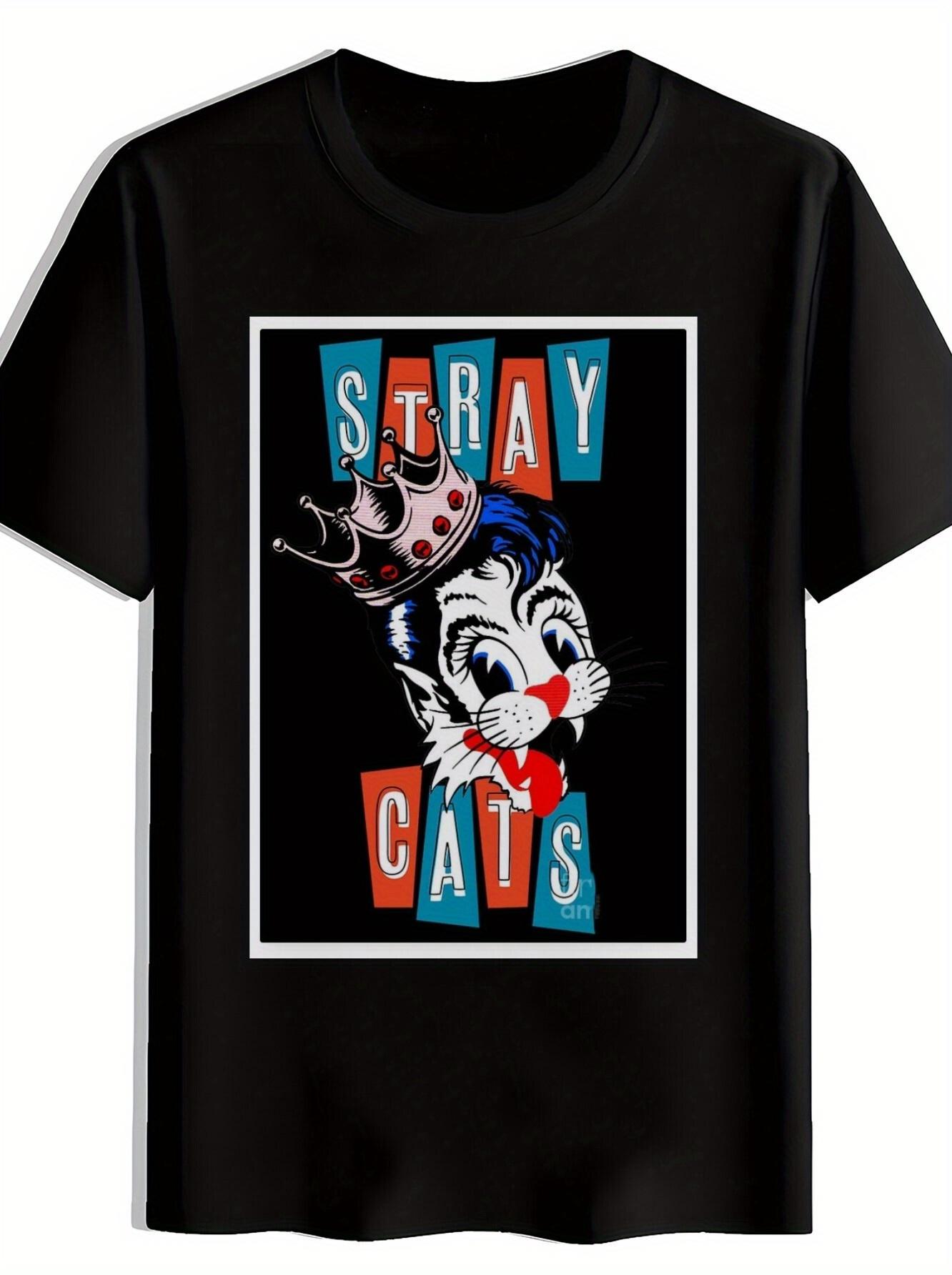 Vintage Rock Band Graphic T-shirt - Stray Cats Print XXXXL