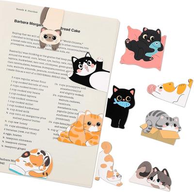 6/10 Stück Mini-Katzen-Lesezeichen für Bücher Lesebunte Kätzchen Niedliche Cartoon-Seitenclips Lesezeichen Einzigartiges Lesezeichen-Geschenk