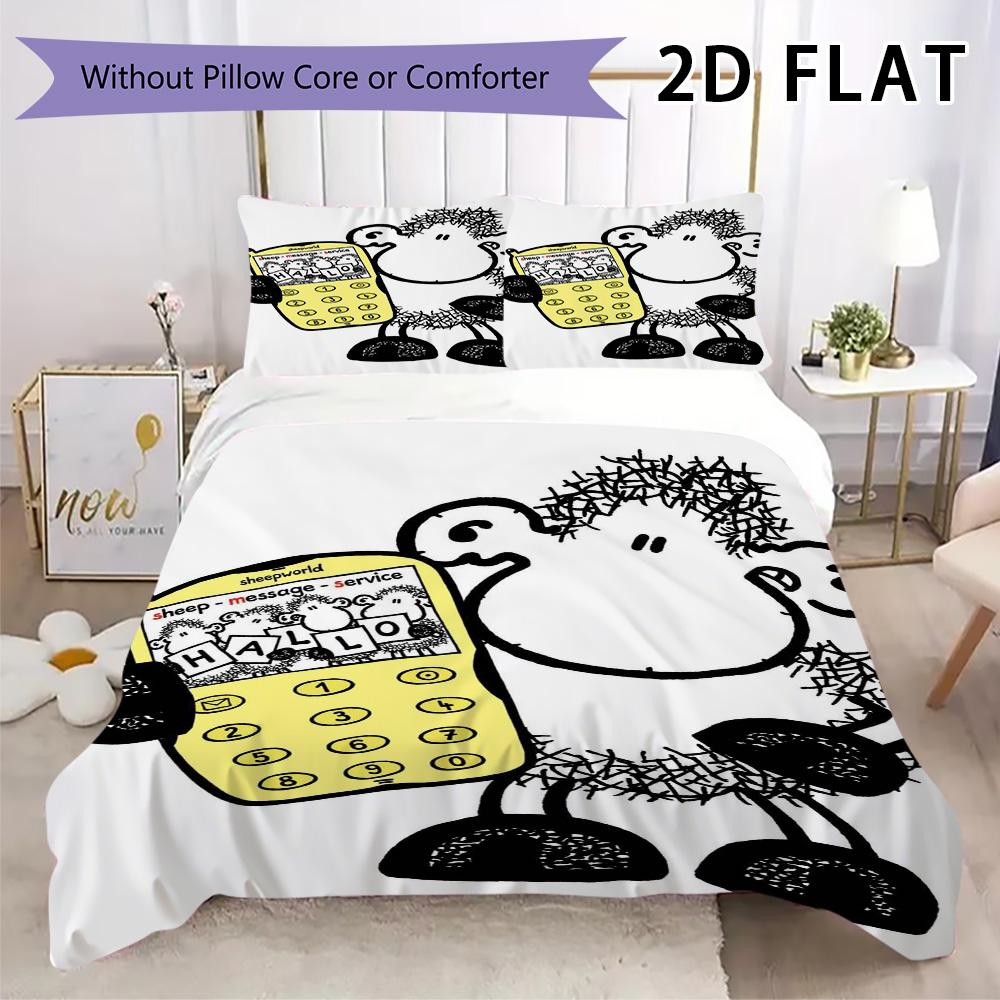 Sheepworld Pattern Bedding Uilt Set Uilt Cover Pillowcase Home Decoration Birthday Gift (1 * Duvet Cover + 2 * Pillowcase Without Core)