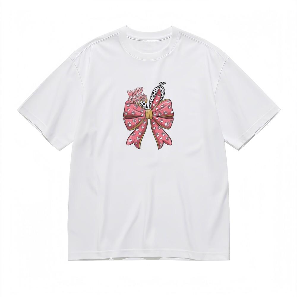 

Women s Trend Cute Breathable Classic T-Shirt Bow Birthday Graphic Tee M