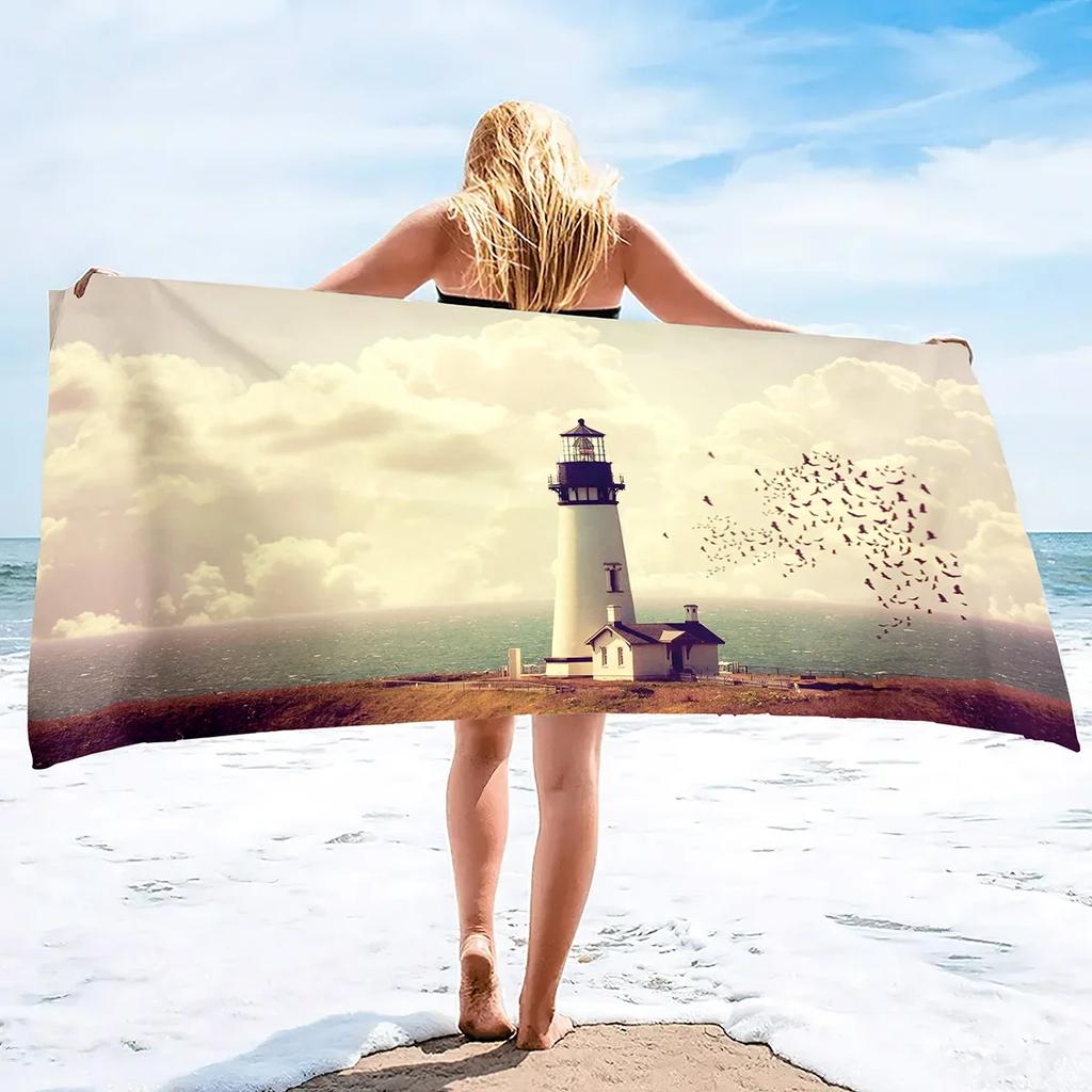 Leuchtturm Mikrofaser Pool Sandfest Strandtuch Decke Schnell Schnelltrocknend Sandfrei Proof Kompakt Outdoor Leichtgewichtige Handtücher