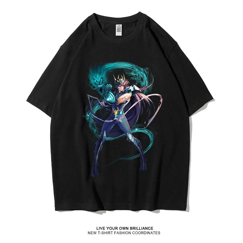 Japanese Anime Saint Seiya Golden Zodiac Sports Rock Fitness Casual Hip Hop Men's Top Short Sleeve T-shirt Girls T-shirt Couple