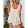 QICED Bluse e Camicie Casual da Donna a Maniche Corte con Scollo a U e Stampa Tinta Unita