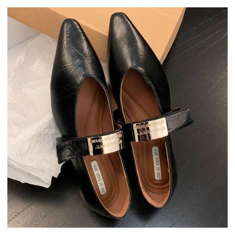 TK Plus Size Low-Cut Pointed Toe Flat Women's Shoes in Black or Burgundy Synthetic Leather