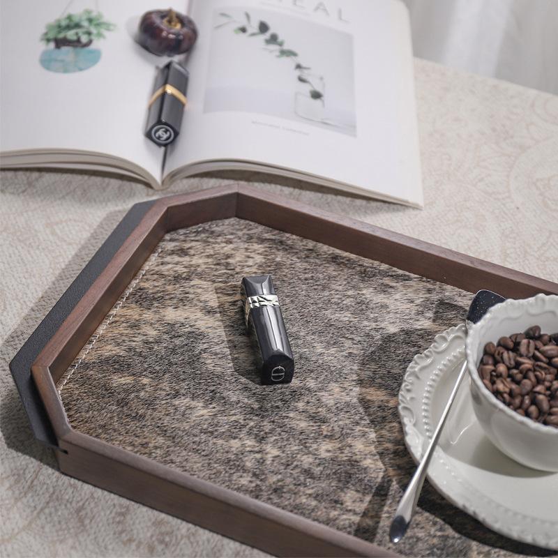 Wooden Storage Tray Entrance Hall Horsehair Storage Trays Living Room Desktop Organize Plates Home Decoration Organize Plate