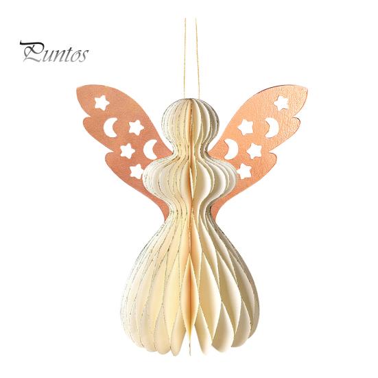 Angel Honeycomb Ornament Paper Angel Hanging Ornament med glitrende kant 3D Honeycomb Angel Decoration for bursdagsfest bryllup