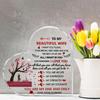 2D Flat Wife Gifts Acrylic Heart Keepsake Desktop Decorative Plaque, Home Decor Plaque Hanging Wall Art Decorative Garden Decoration for Room Door Sig