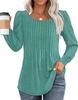 Women Long Sleeve Ribbed Knit Top Crew Neck Puff Shoulder Casual Loose Fall Blouse Shirt