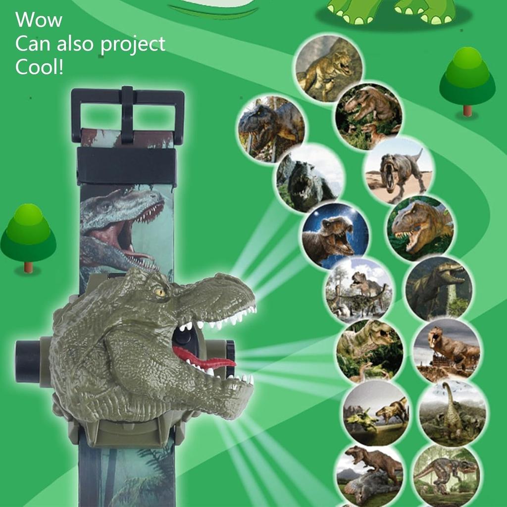 Coole Kinder Dinosaurus Projectiehorloge met 24 Verschillende Dinosaurusafbeeldingen, Educatief Verjaardags Kerstcadeau voor Kinderen, Jongens