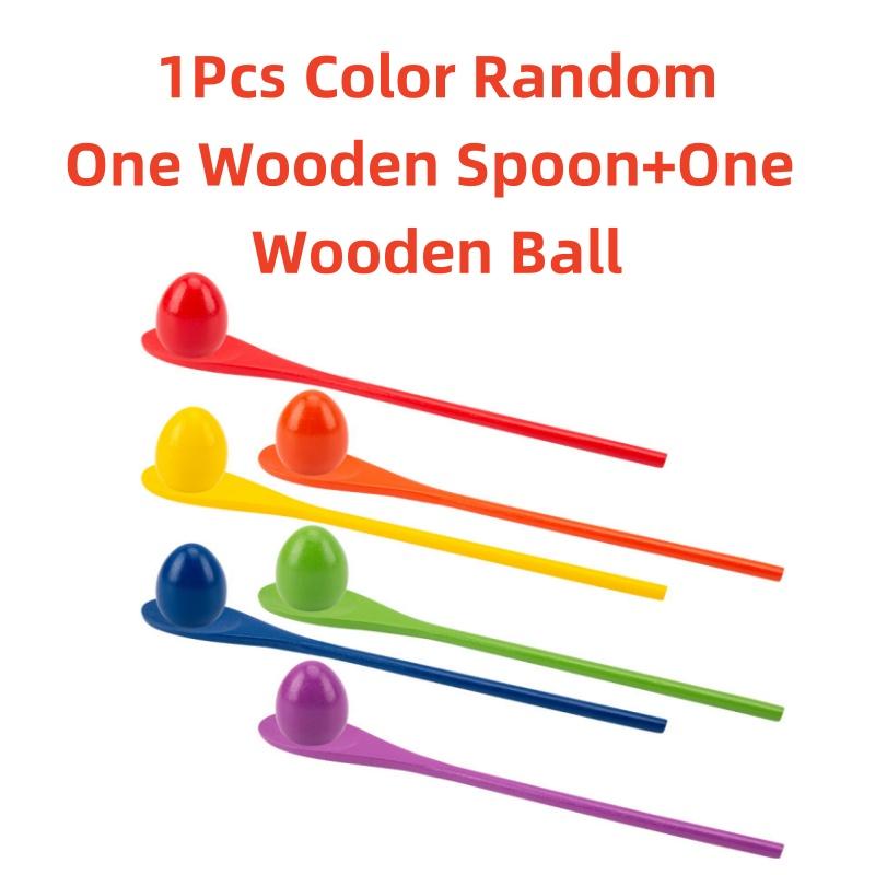 Montessori Rainbow Wooden Spoon Sensory Toy Color Matching Balance Game Kid Early Educational Wooden Toy Preschool Teaching Aids