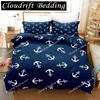 Anchor Duvet Cover Set,Nautical Classic Colors And Anchors Simplistic Design Sailor Ship Polyester Fashion Bedding Set