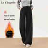 La Chapelle Women's Fleece-Lined High-Waist Straight Leg Pants
