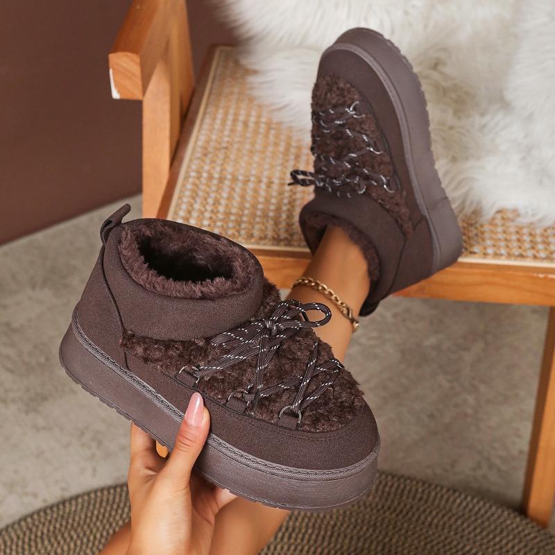 

Fashion Women Flats Shoes Suede New Fur Fashion Ankle Boots Casual 2025 Trend Winter Sneakers Woman Snow Boots Walking Zapatos Mujer 42 кофейный