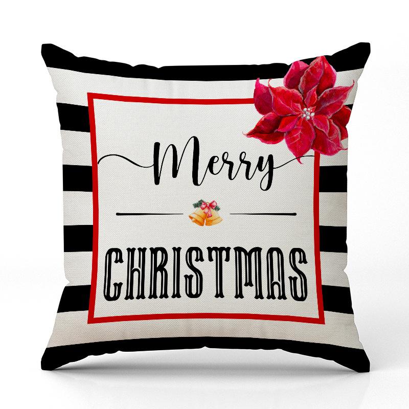 

New Santa Christmas Deer Pillowcase Linen Printed Pillowcase Festive Sofa Decorative Cushion Cover