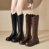 Augustine plush boots women's 2025 autumn and winter new retro British high tube but knee thick-soled knight boots
