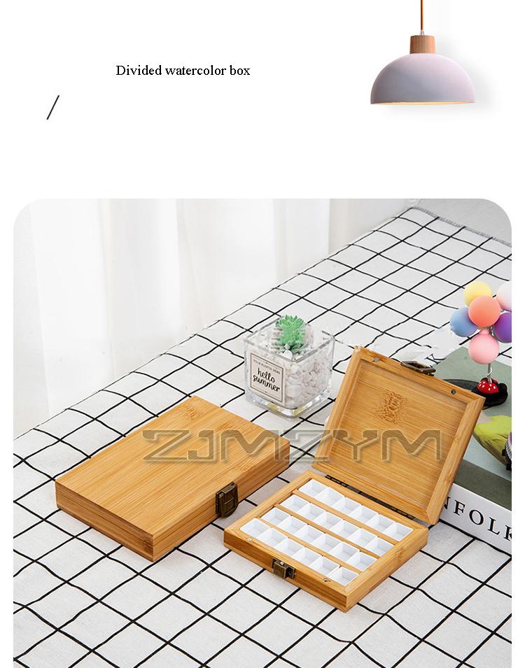 24/36 Grids Wooden Watercolor Palette Paint Box Handmade Empty Box Mini Wood Color Box Painting Supplies