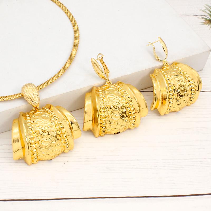 

Бразильский комплект ювелирных изделий, серьги-подвески, свадебные ожерелья, комплекты Дубай, Нигерия, позолоченные украшения