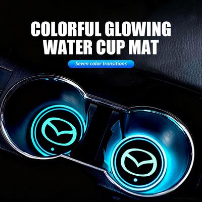 For Mazda Colorful Car Coaster LED Water Cup Pad Luminous Light Mat 3 6 CX5 2 CX3 CX9 MX5 RX8 Axela Demio Atenza MS